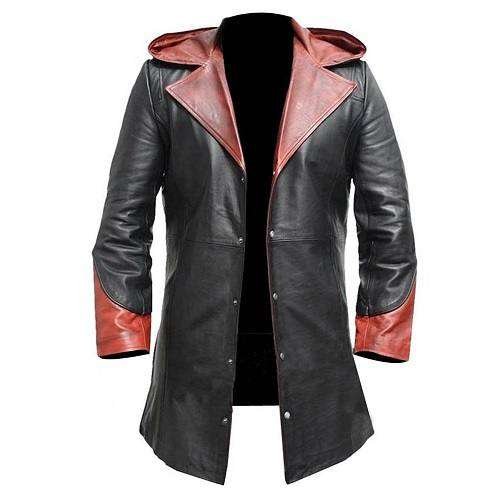 RED & BLACK MEN’S LONG LEATHER COAT – Jacket World